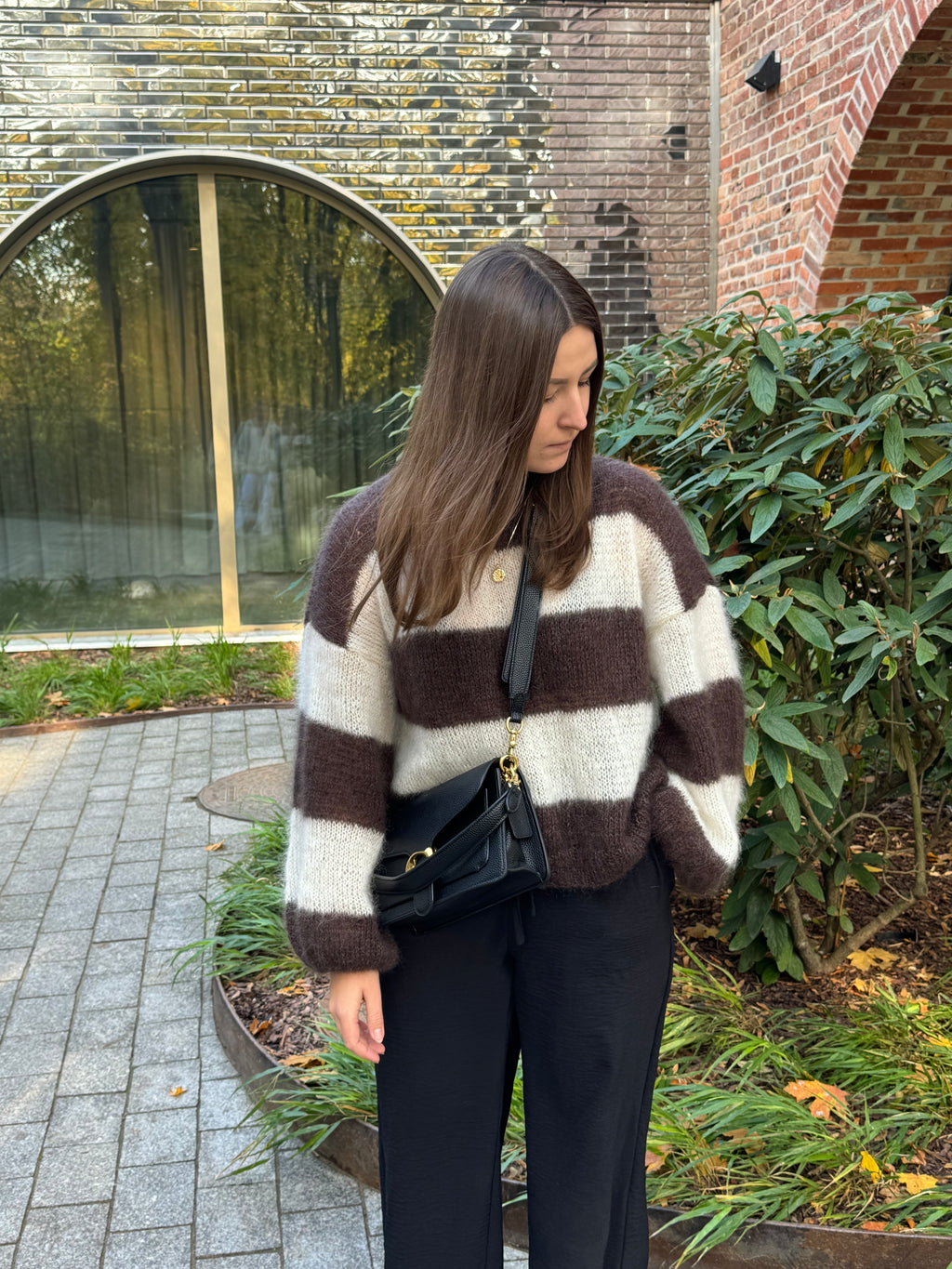 Sweter classic w paski kid mohair silk