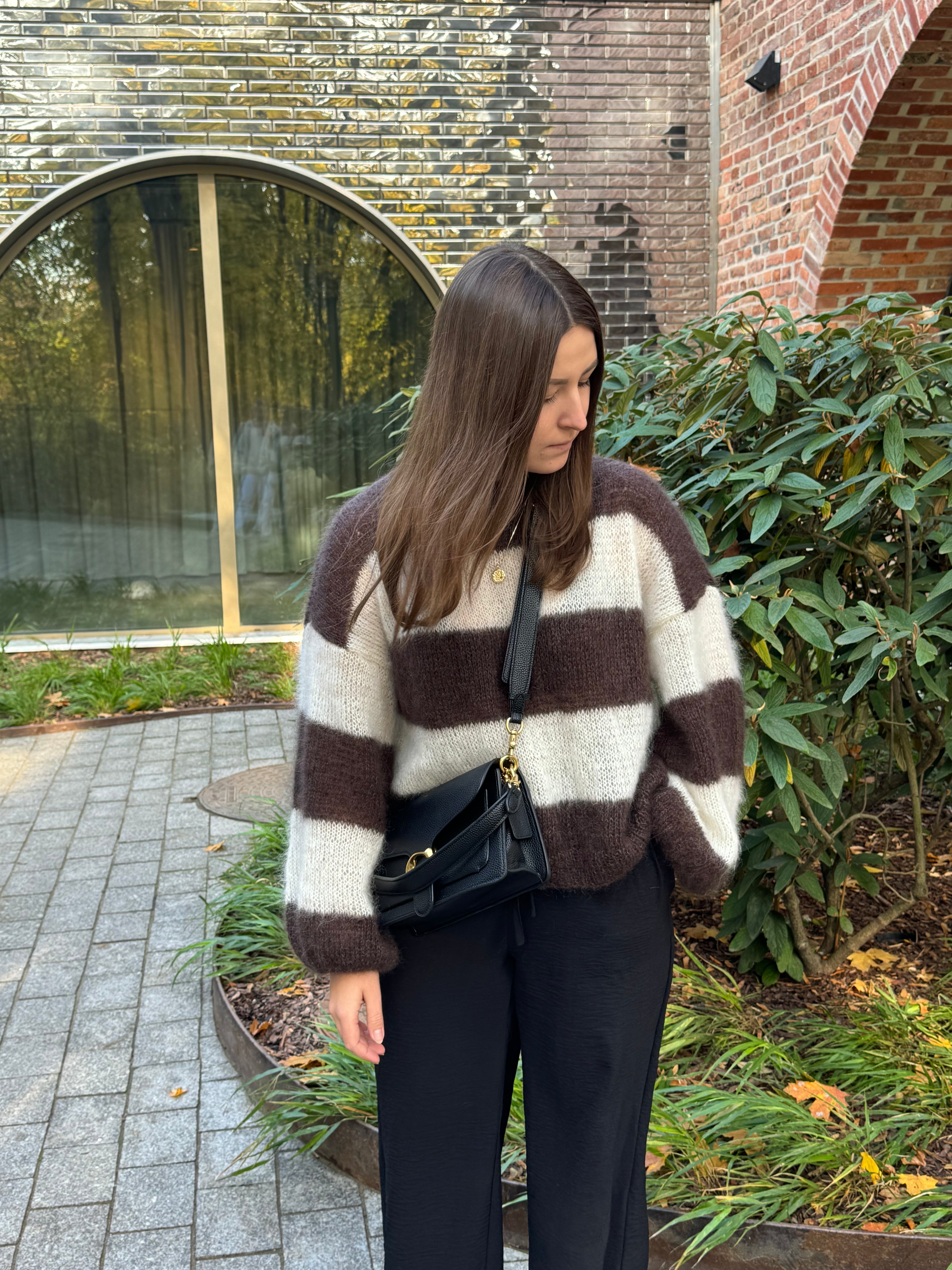 Sweter classic w paski kid mohair silk