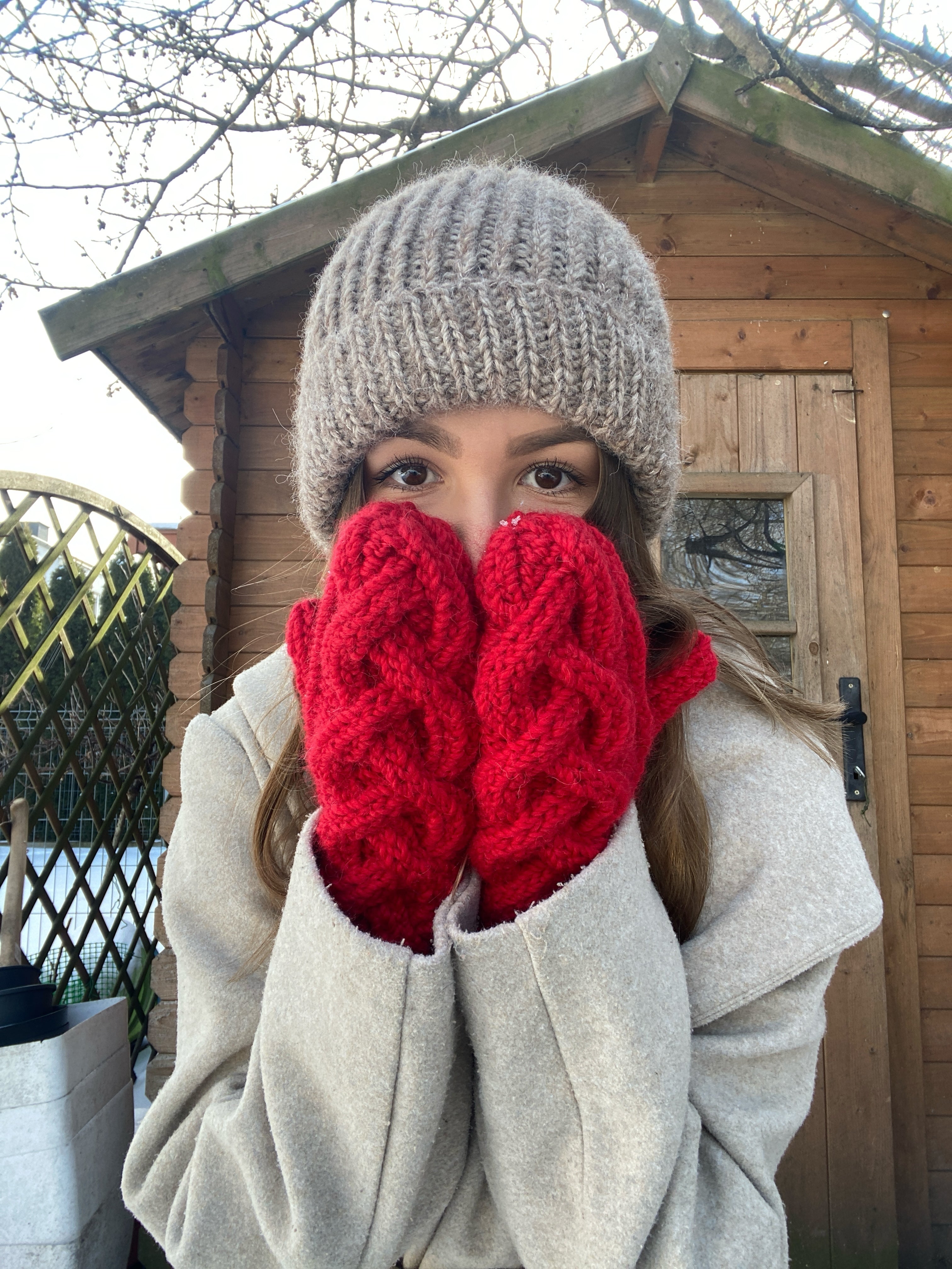 Rękawiczki z warkoczem